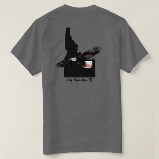 カスタム – 市名 – SOARING PATRIOT EAGLE IDAHO Tシャツ (デザイン裏面)