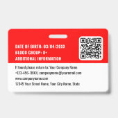 カスタム 建設現場 ID ロゴ QR コード 赤 バッジ (裏面)