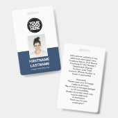 カスタム 従業員写真、ロゴ、名前、大きなテキスト バッジ (正面＆裏面)