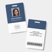 カスタム 従業員写真、名前、ロゴ、バーコード バッジ (正面＆裏面)