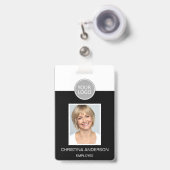 カスタム 従業員名 ロゴ 写真 法人 業務用 バッジ (正面（伸縮クリップ）)