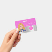 カスタム 従業員 バーコード ロゴ 名前 スキャナー ピンク バッジ (手持ち)