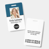 カスタム 従業員 - 写真, バーコード, ロゴ, 名前バッジ バッジ (正面＆裏面)
