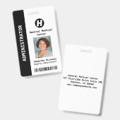 カスタム 従業員 写真, 名前, バーコード, ロゴ バッジ (正面＆裏面)