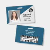カスタム 従業員 写真 ID バーコード ロゴ 名前 バッジ (正面＆裏面)