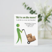 カスタム:手押し車でスティックフィギュアを移動中 ポストカード (スタンド正面)