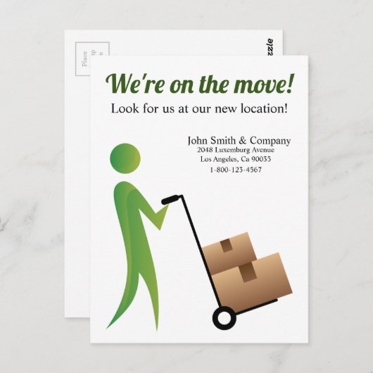 カスタム:手押し車でスティックフィギュアを移動中 ポストカード (正面/裏面)