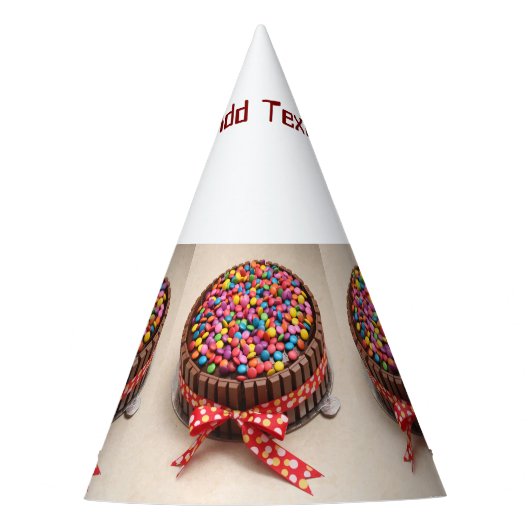 カスタム「文字を追加」ケーキキャンディイメージクラフト用品 パーティーハット (正面)