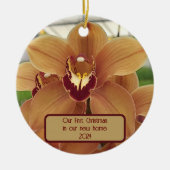 カスタム「新しい家の初めてのクリスマス」蘭 セラミックオーナメント (正面)