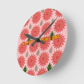 カスタム 春の花 女性の日 包装紙 ラウンド壁時計 (傾斜)