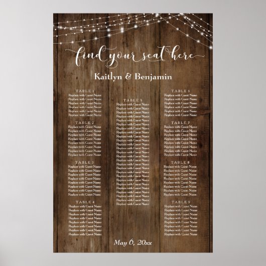 カスタム&木製ライトの非定型レイアウトの座席表 ポスター (正面)