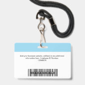 カスタム(淡い青色の従業員ロゴ名ID Lanyard) バッジ (裏面(ネックストラップ付))