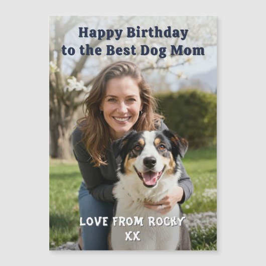 カスタム 犬のママ 誕生日 写真 マグネットカード (正面)