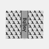 カスタム(犬)ドーベルマン・ピンシェルドッグシルエット フリースブランケット (正面(横))