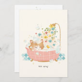 [カスタム] 猫の一日 - 春の花のバブルバス サンキューカード (正面/裏面)
