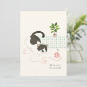 [カスタム] 猫の一日 - 編み物は愛だけ サンキューカード (スタンド正面)