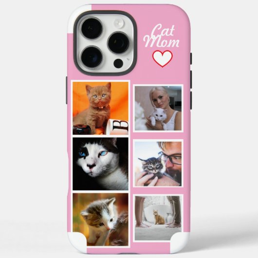 カスタム 猫の母 写真コラージュ ピンク 名前入り Case-Mate iPhoneケース (裏面)