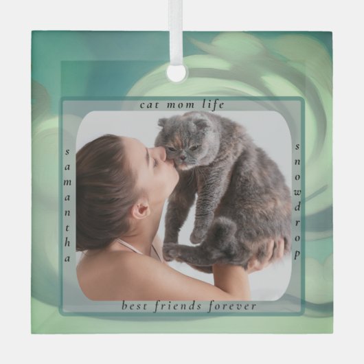カスタム 猫マム ライフ ペット 写真 オーナメント (正面)