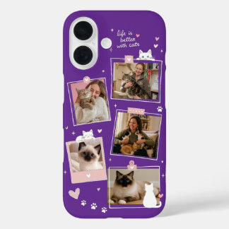 カスタム 猫好き フォトコラージュ フォンケース iPhone 16ケース