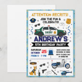 カスタム 現代の保安官 警察官 誕生日パーティー 招待状 (正面/裏面)