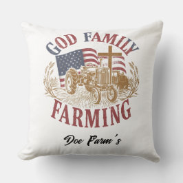 カスタム「神・家族・農業」Farmhouseピロー クッション