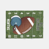 カスタム – 私の成長を見る👶 – スポーツサッカー🏈 – 青 フリースブランケット (正面(横))