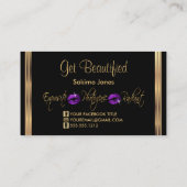 カスタム – 紫のグリッターと金ゴールド唇 名刺 (裏面)