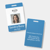 カスタム 縦型 従業員 写真付き ID バッジ | プロフェッショナル (表裏)