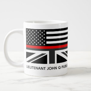 カスタム 薄い赤い線 アメリカとイギリス国旗 ジャンボコーヒーマグカップ