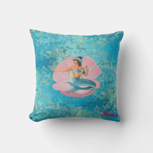 カスタム、貝の人魚 クッション (正面)