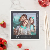 カスタム | 賛美 | フォトハッピーホリデーズナプキン スタンダードランチョンナプキン (インサイチュ)