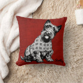 カスタム。 赤い背景のScotty犬、 クッション (ブランケット)