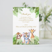 カスタム 赤ちゃんサルとトラとキリン ありがとう サンキューカード (スタンド正面)