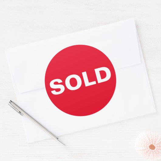 カスタム 赤 売り切り ステッカー (封筒)