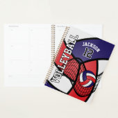 カスタム – 赤、白、およびネイビーブルーのバレーボール プランナー手帳 (ディスプレー)