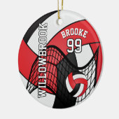 カスタム – 赤、白、黒 – バレーボール🏐💖 セラミックオーナメント (左)