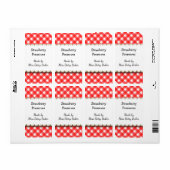 カスタム 赤 白 Plaid レシピ または 石鹸 ラベル (フルシート)
