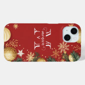 カスタム 赤+金 クリスマス モノグラム 名前入り Case-Mate iPhoneケース (裏面 (横))