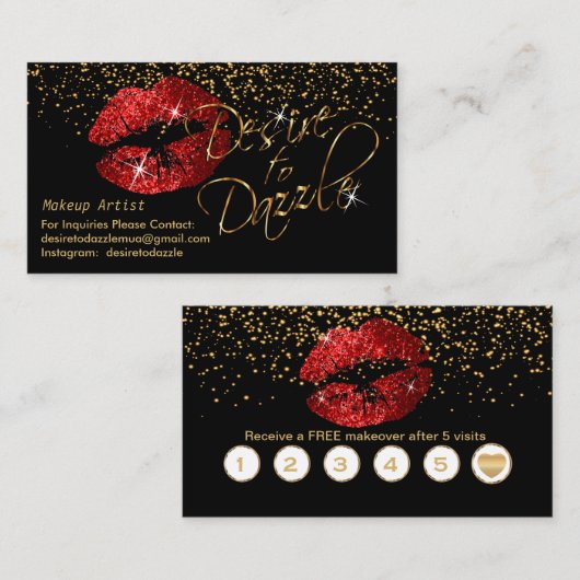 カスタム – 輝きを失いたいという願望 – 赤い唇 名刺 (正面/裏面)