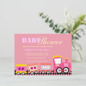 カスタム 輸送 電車 赤ちゃん 女の子 シャワー 招待状 (スタンド正面)