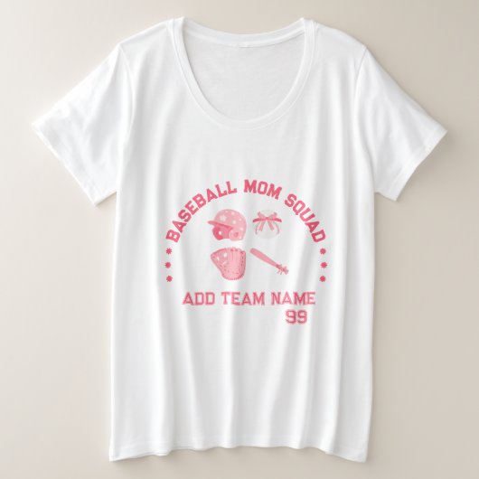 カスタム 野球ママ 応援 プラスサイズ Tシャツ (デザイン正面)