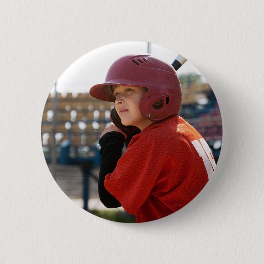 カスタム 野球 スポーツ 写真 少年 缶バッジ (正面)