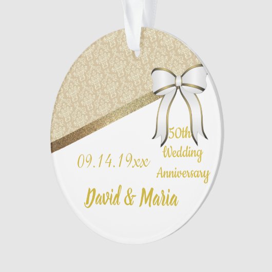 カスタム、金ゴールドの結婚記念日(第50)。 オーナメント (正面)