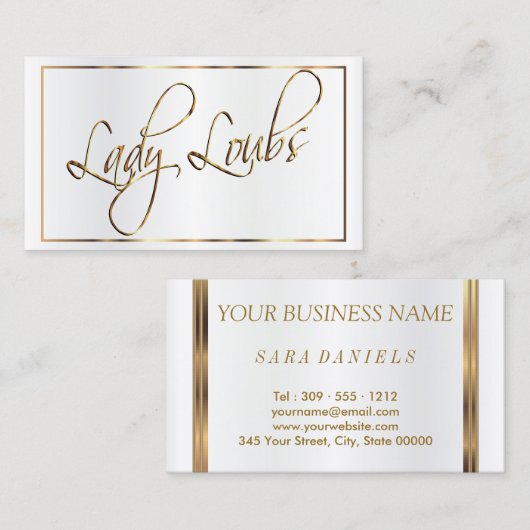 カスタム-金ゴールドスクリプト文字 名刺 (正面/裏面)