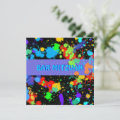 カスタム, 青, 紫のペイントスプラッター, バー ミツバ祭 招待状 (スタンド正面)