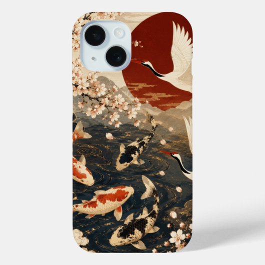 カスタム 高級 和風 鯉 と 鶴 のアート Case-Mate iPhoneケース (裏面)