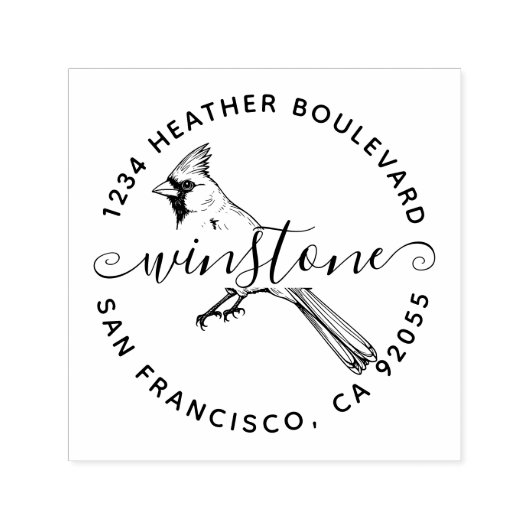 カスタム(鳥)ショウジョウコウカンチョウ鳥差出人住所ファミリ名 セルフインキングスタンプ (デザイン)