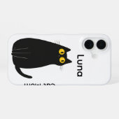 カスタム 黒猫 iPhone ケース - 名前を追加 (裏面横)