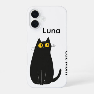 カスタム 黒猫 iPhone ケース - 名前を追加