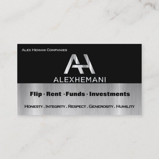 カスタム-黒銀鋼モノグラム 名刺 (裏面)